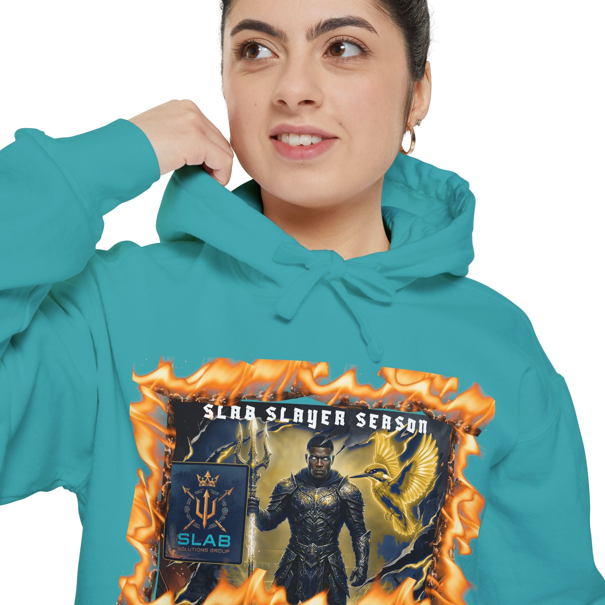 Slab Slay Hoodie - "Slayer Season" Flame Frame Graphic Hoodie