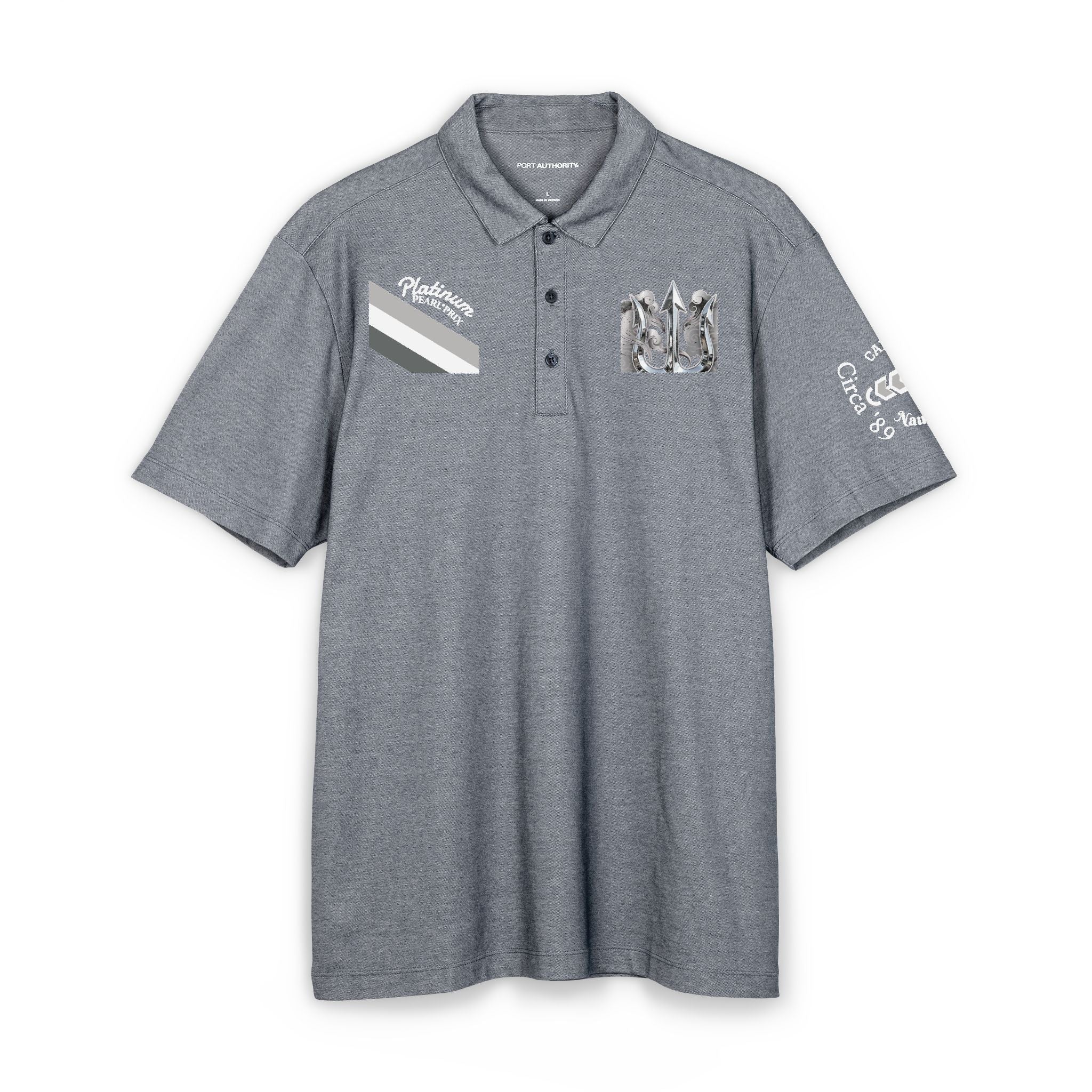 TRITON*TITAN Men's  Platinum-Pearl*Prix Polo Collection.Men's Comfort Luxury Pique Short Sleeve Polo Shirt.