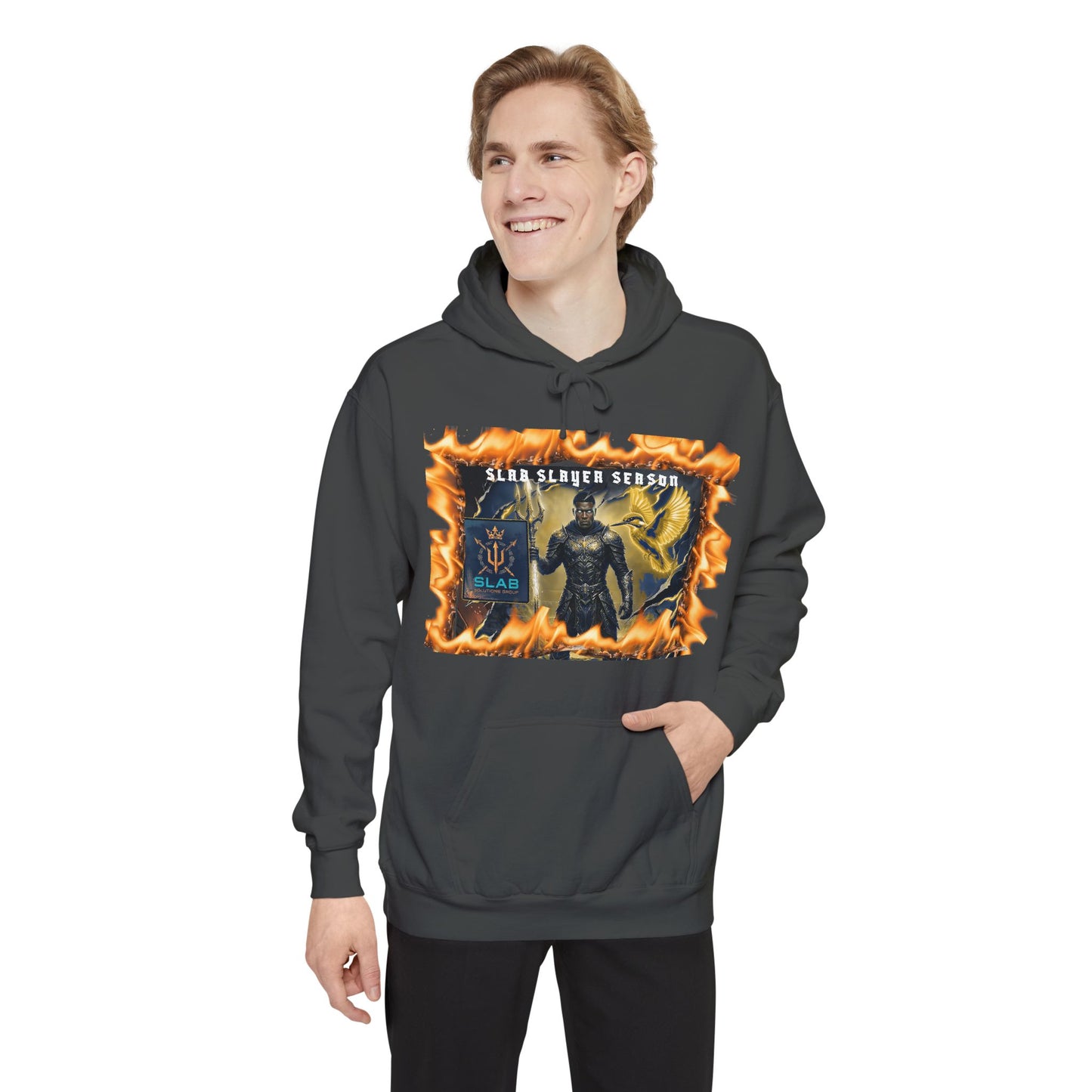 Slab Slay Hoodie - "Slayer Season" Flame Frame Graphic Hoodie
