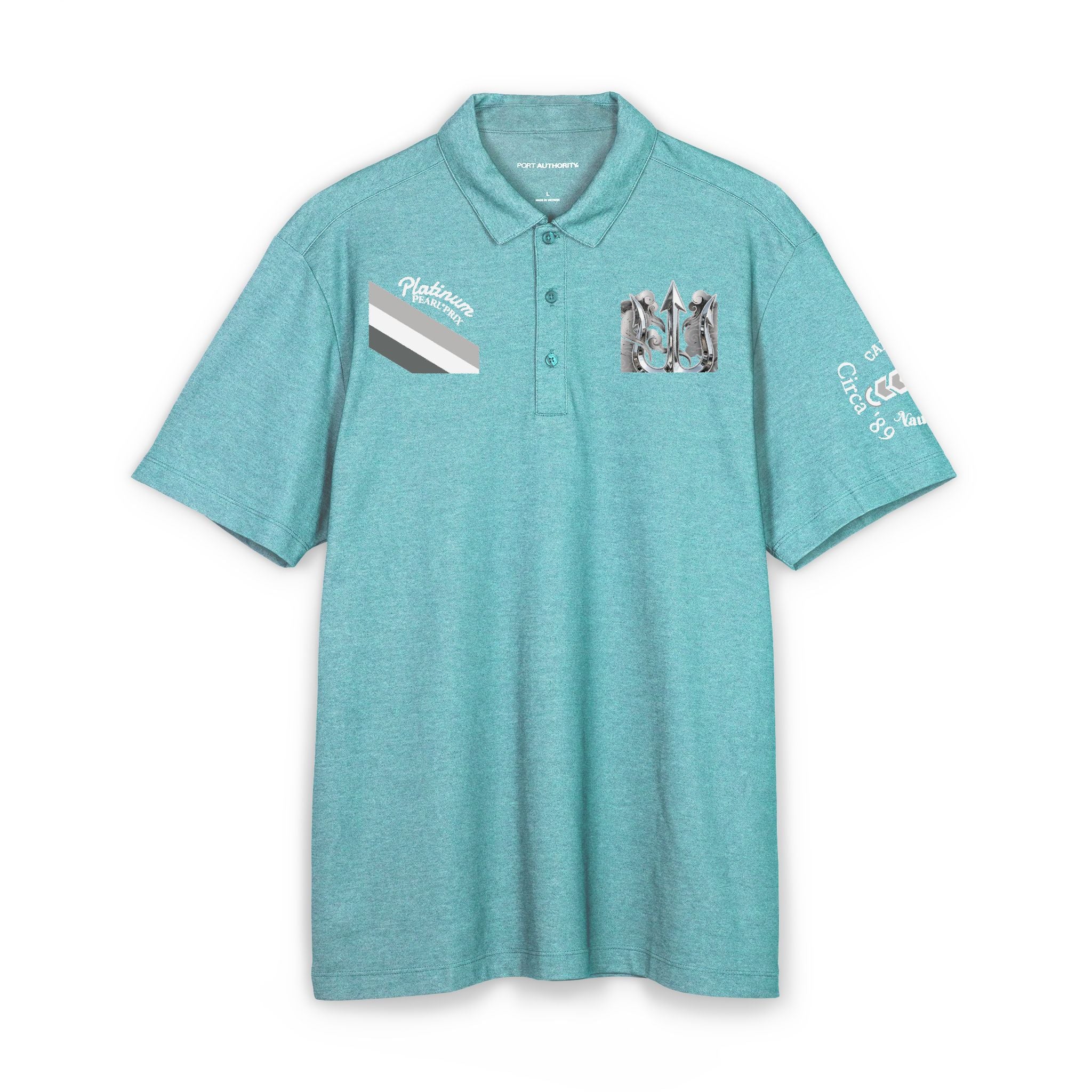 TRITON*TITAN Men's  Platinum-Pearl*Prix Polo Collection.Men's Comfort Luxury Pique Short Sleeve Polo Shirt.