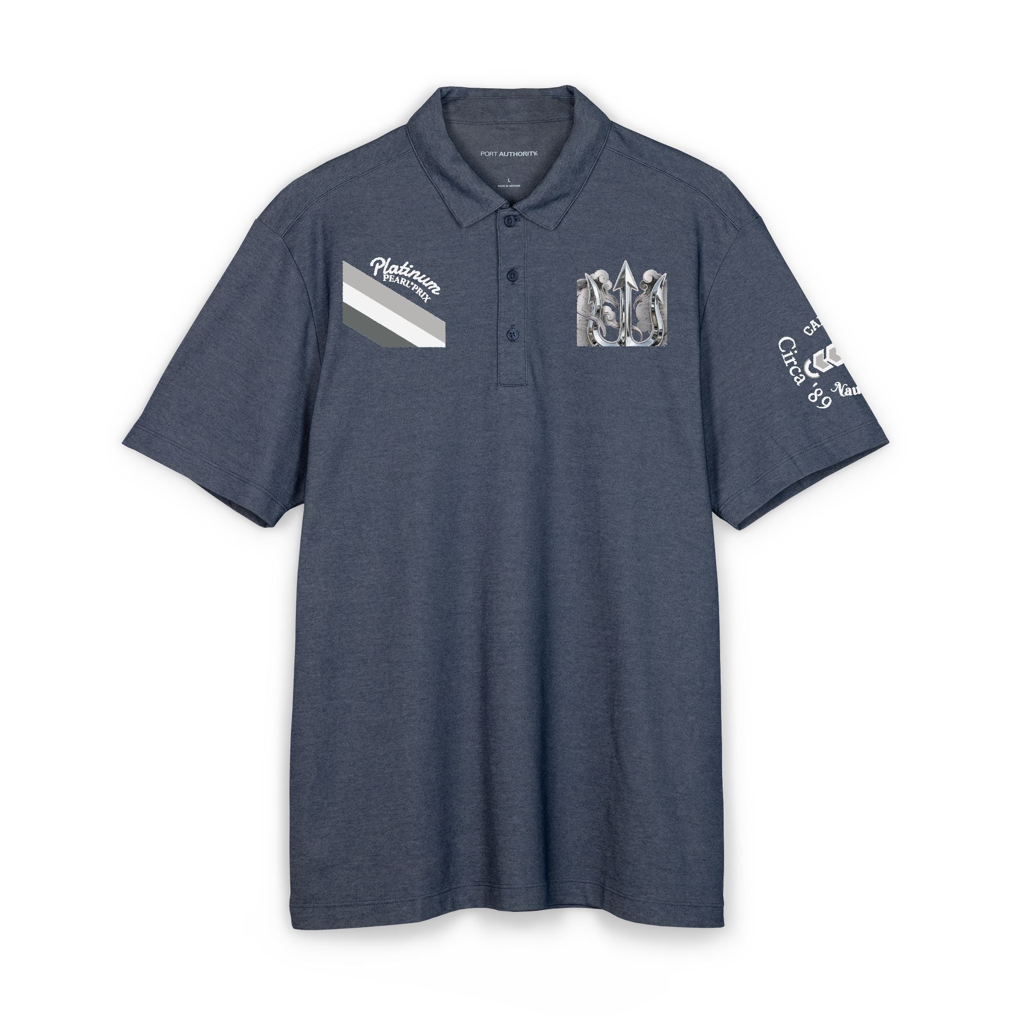 TRITON*TITAN Men's  Platinum-Pearl*Prix Polo Collection.Men's Comfort Luxury Pique Short Sleeve Polo Shirt.