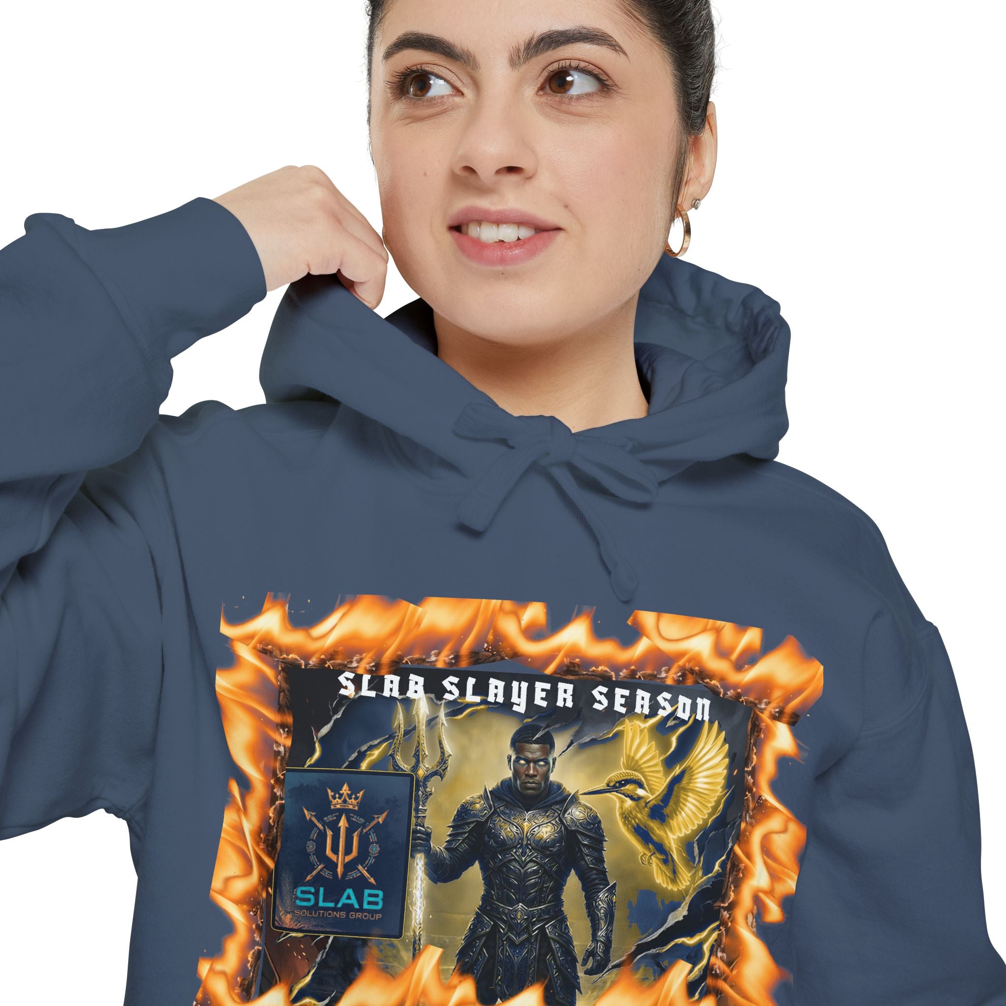 Slab Slay Hoodie - "Slayer Season" Flame Frame Graphic Hoodie