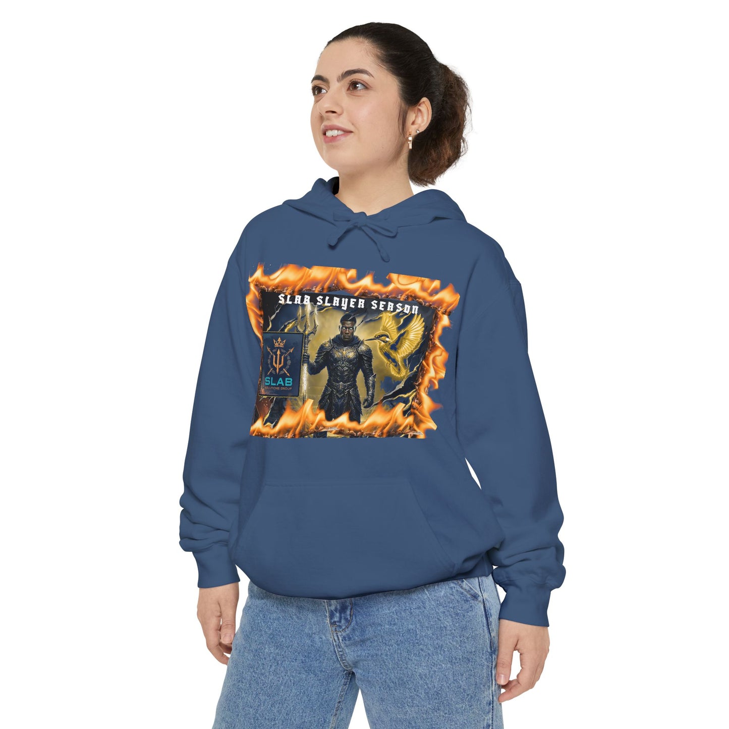 Slab Slay Hoodie - "Slayer Season" Flame Frame Graphic Hoodie