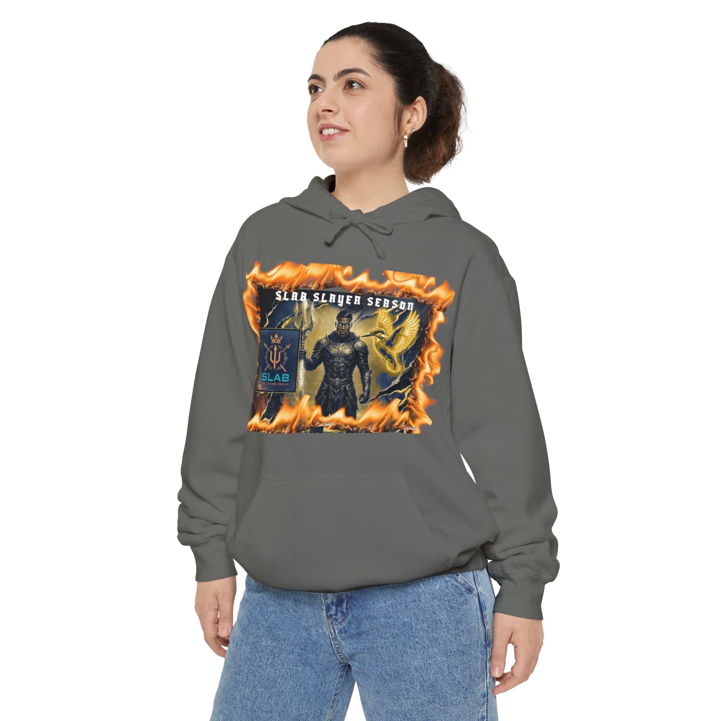 Slab Slay Hoodie - "Slayer Season" Flame Frame Graphic Hoodie