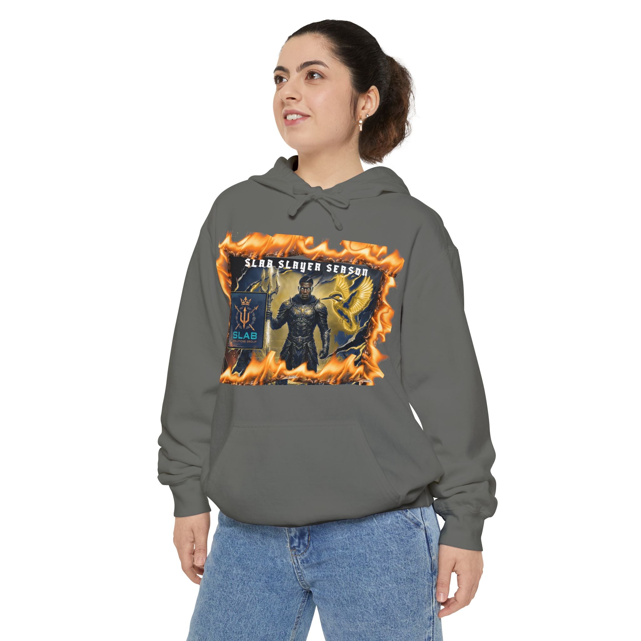 Slab Slay Hoodie - "Slayer Season" Flame Frame Graphic Hoodie